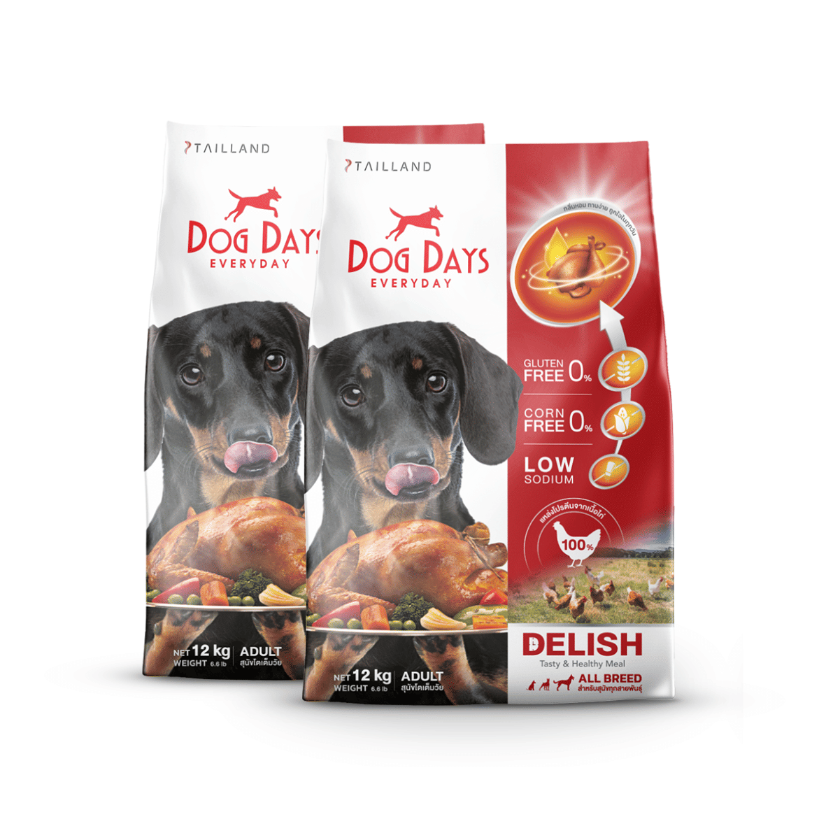 อาหารเม็ดสำหรับสุนัข DOG DAYS DELISH เกรดโฮลิสติก รสไก่ สูตรสำหรับสุนัขทานยากโดนเฉพาะ 12 กก. (ชุด 2 ถุง)_0